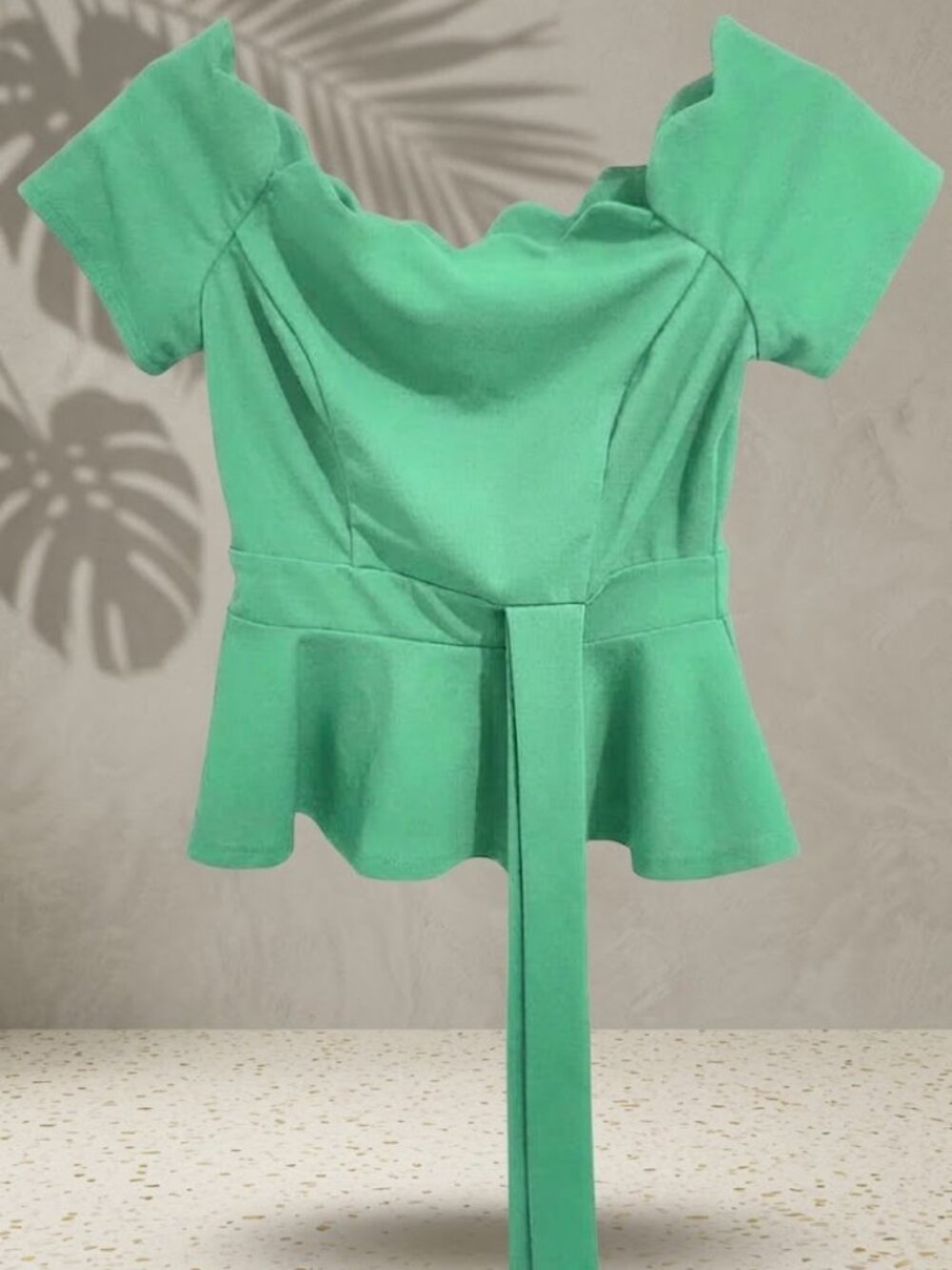 🌺Blāshe Mint Green Off-The-Shoulder Peplum Top🌺